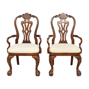  Vintage Chippendale Ball & Claw Dining Arm Chairs    ct