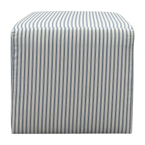 The Inside The Inside Cornflower Classic Ticking Stripe Cube Ottoman ct